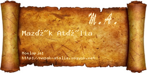 Mazák Atália névjegykártya